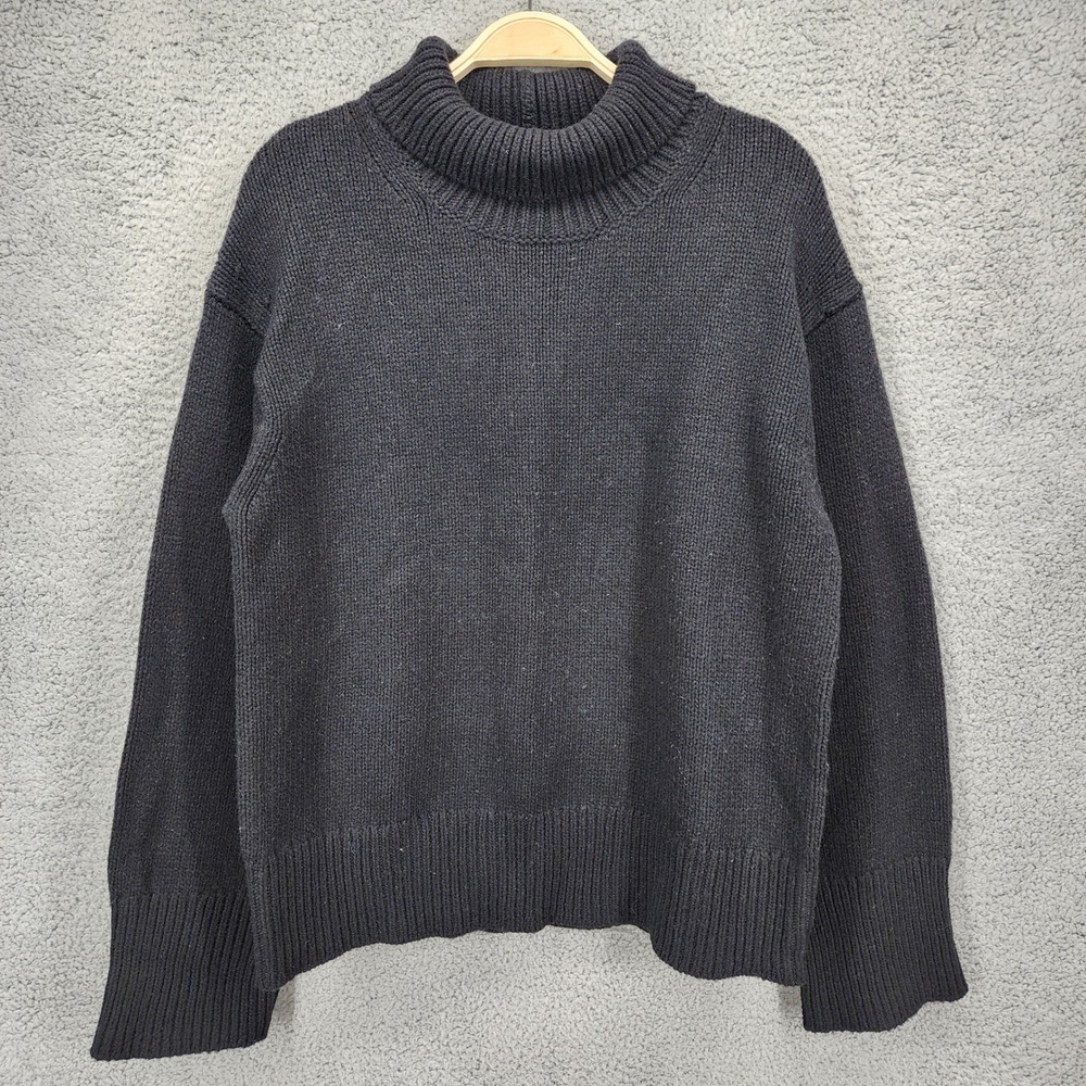 Alex Mill Oversized Extrafine Merino Wool Turtleneck Sweater Black Small